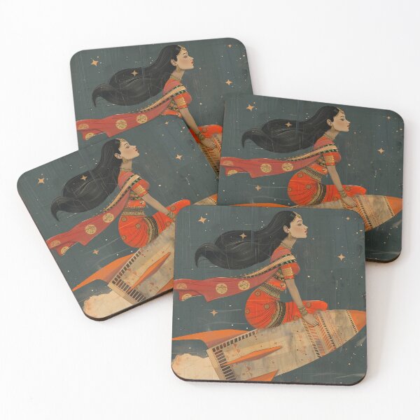 Item preview, woman indian riding rocket  designed and sold by Rockwpapart.