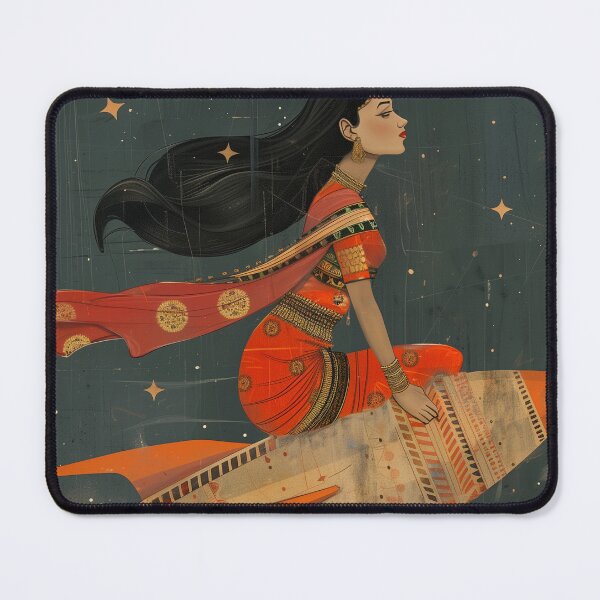 Item preview, woman indian riding rocket  designed and sold by Rockwpapart.