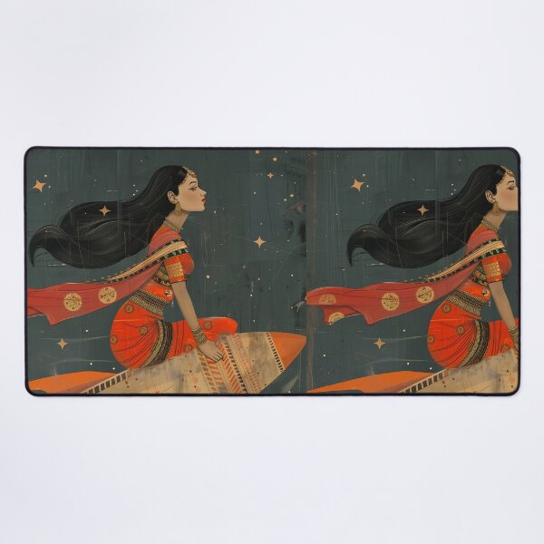 Item preview, woman indian riding rocket designed and sold by Rockwpapart.