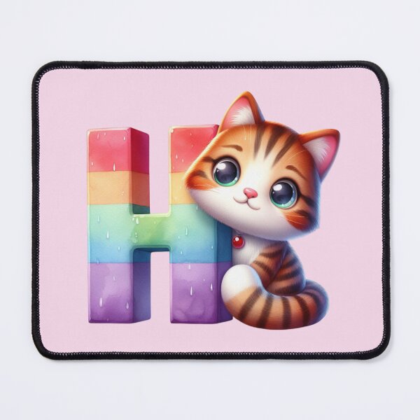 Item preview, Cute Cat Rainbow Letter H designed and sold by NettiesWallArt.