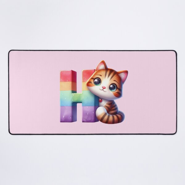 Item preview, Cute Cat Rainbow Letter H designed and sold by NettiesWallArt.