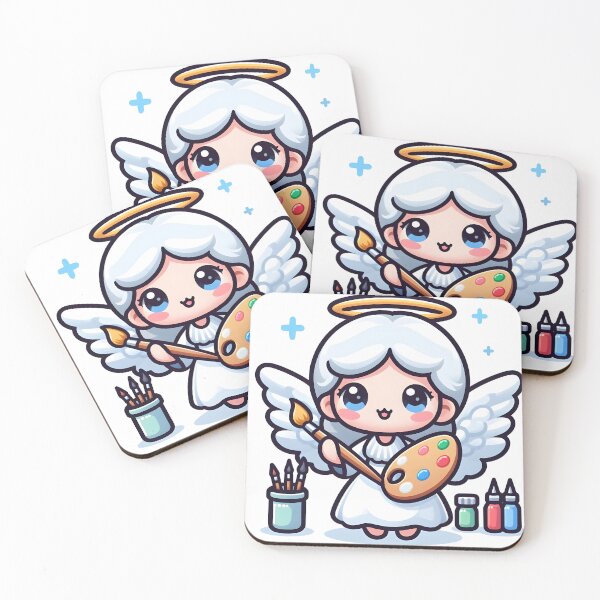 Item preview, Kawaii Pleasant Angel With A Palette And Brush designed and sold by CanvasCutie.