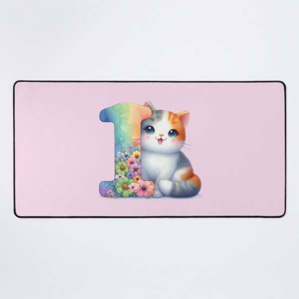 Item preview, Cute Cat Rainbow Letter I designed and sold by NettiesWallArt.