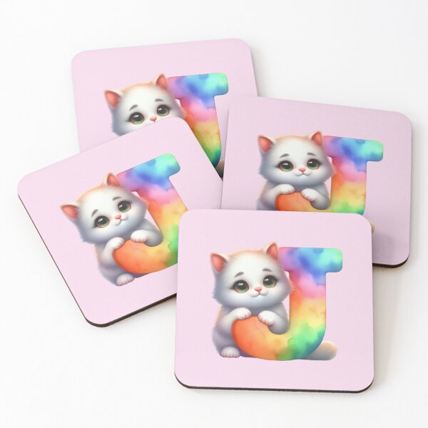 Item preview, Cute Cat Rainbow Letter J designed and sold by NettiesWallArt.