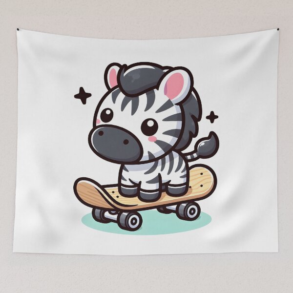 Item preview, Kawaii Zebra: A Skateboard designed and sold by CanvasCutie.