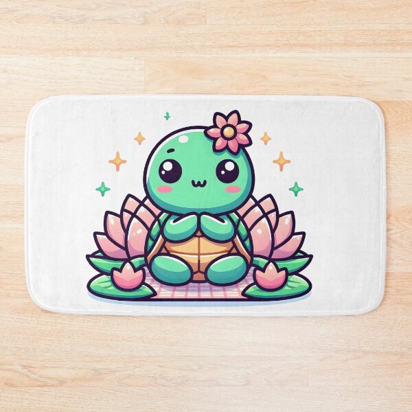 Item preview, Kawaii Turtle With Lotus Flower designed and sold by CanvasCutie.