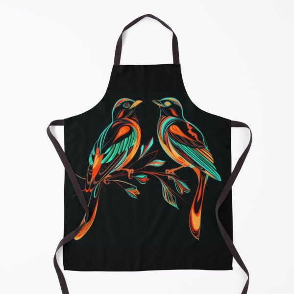 Item preview, Couple of titmice in fluorescent orange and green colors. designed and sold by cristina1001.