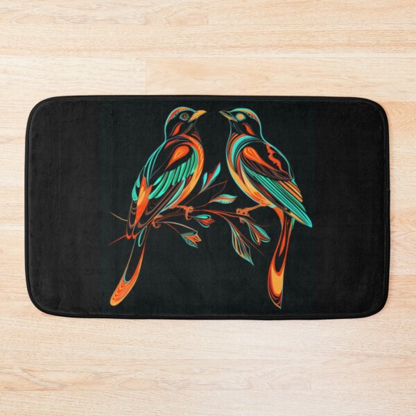 Item preview, Couple of titmice in fluorescent orange and green colors. designed and sold by cristina1001.