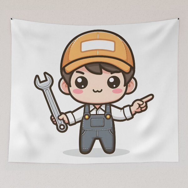 Item preview, Kawaii Mechanic: Wearing A Cap designed and sold by CanvasCutie.