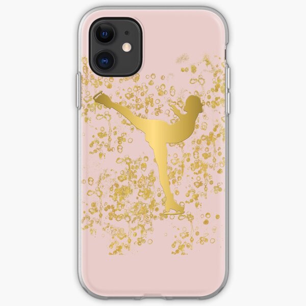 Figure Skater in Golden Flakes and Pink-Graphic Design iPhone Soft Case
