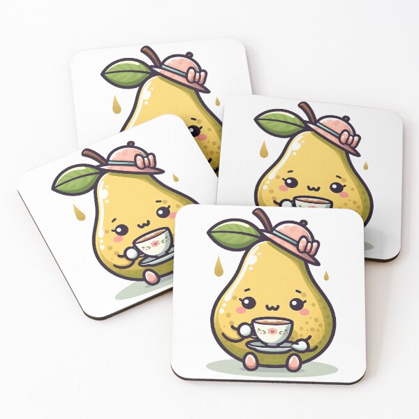 Item preview, Kawaii Pear With A Fancy Hat Sipping Tea designed and sold by CanvasCutie.