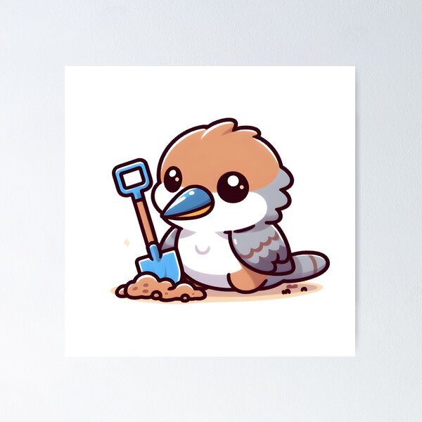 Item preview, Kawaii Kookaburra With Tiny Shovel designed and sold by CanvasCutie.