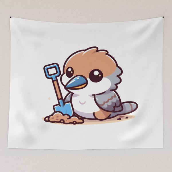 Item preview, Kawaii Kookaburra With Tiny Shovel designed and sold by CanvasCutie.