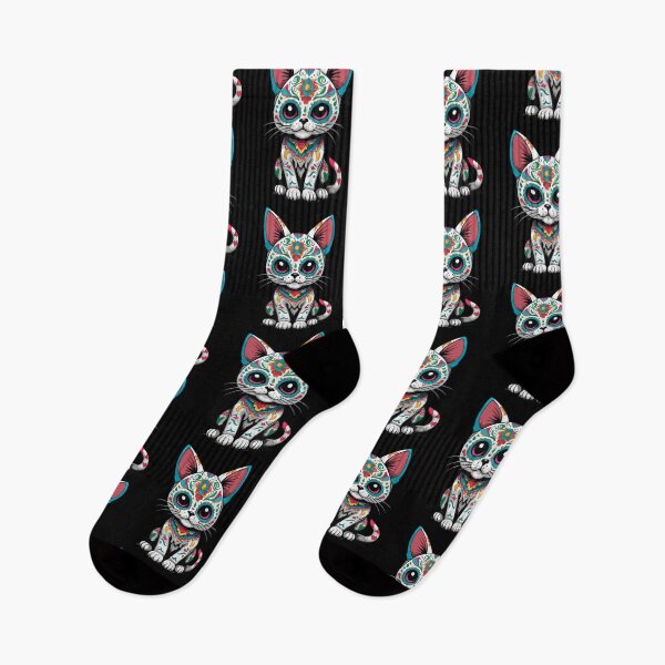 Item preview, Iconic sugar skull Mexico cat design designed and sold by LuminOrb.