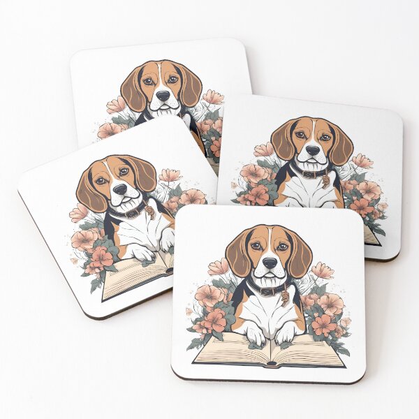 Item preview, Florisitc flowers Dog Beagle Dog and Books designed and sold by GoodyPaws.