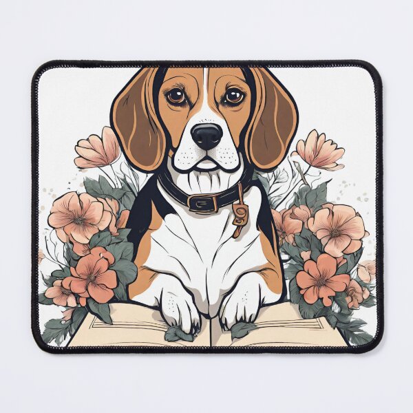 Item preview, Florisitc flowers Dog Beagle Dog and Books designed and sold by GoodyPaws.