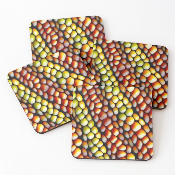 Item preview, Fantasy pattern yellow red colorful circles lines surfaces corn kernel lizard skin designed and sold by G-M-Designs.