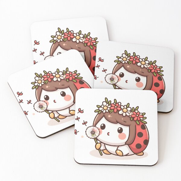 Item preview, Kawaii Ladybug: Wearing A Flower Crown designed and sold by CanvasCutie.