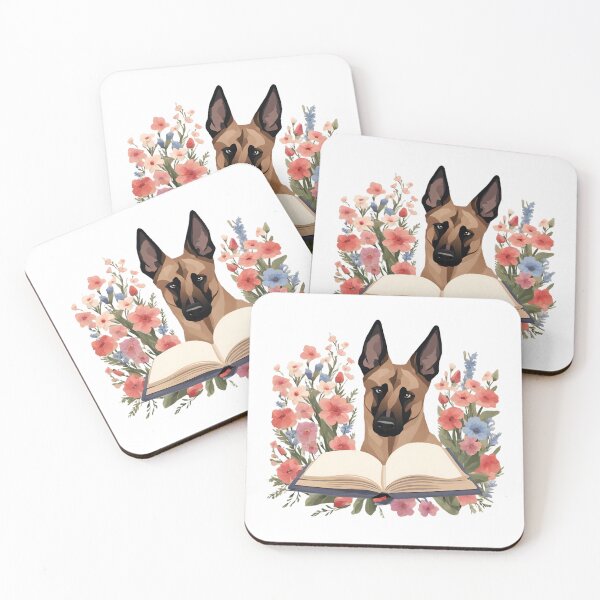 Item preview, Florisitc flowers Dog Belgian Malinoisg Dog and Books designed and sold by GoodyPaws.