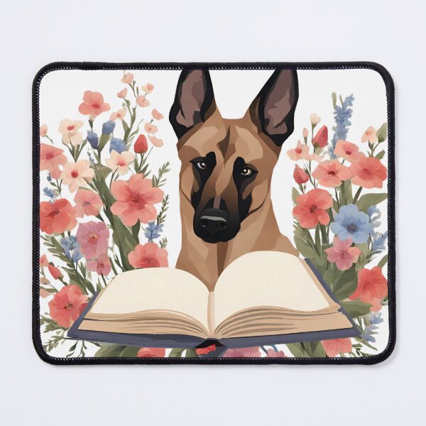 Item preview, Florisitc flowers Dog Belgian Malinoisg Dog and Books designed and sold by GoodyPaws.