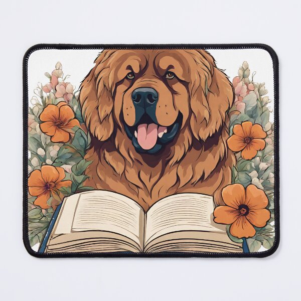 Item preview, Florisitc flowers Dog Tibetan Mastiff Dog and Books designed and sold by GoodyPaws.