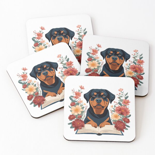 Item preview, Florisitc flowers Dog Rottweiler Dog and Books designed and sold by GoodyPaws.