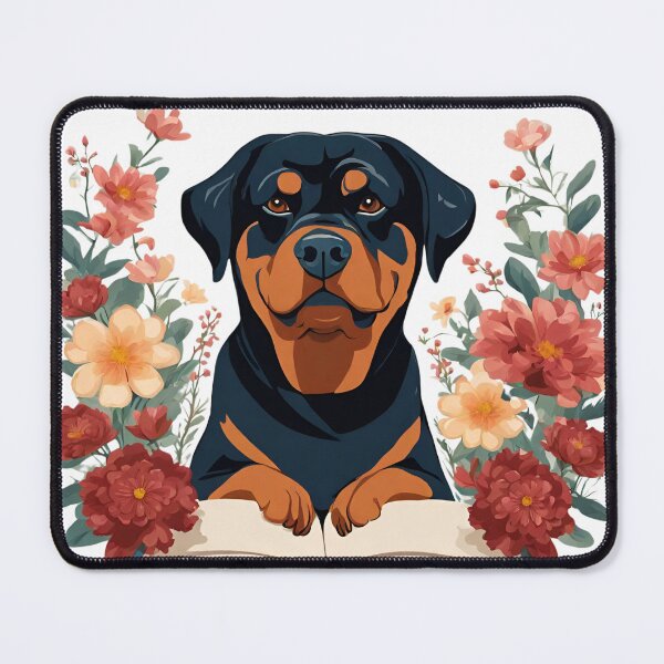 Item preview, Florisitc flowers Dog Rottweiler Dog and Books designed and sold by GoodyPaws.