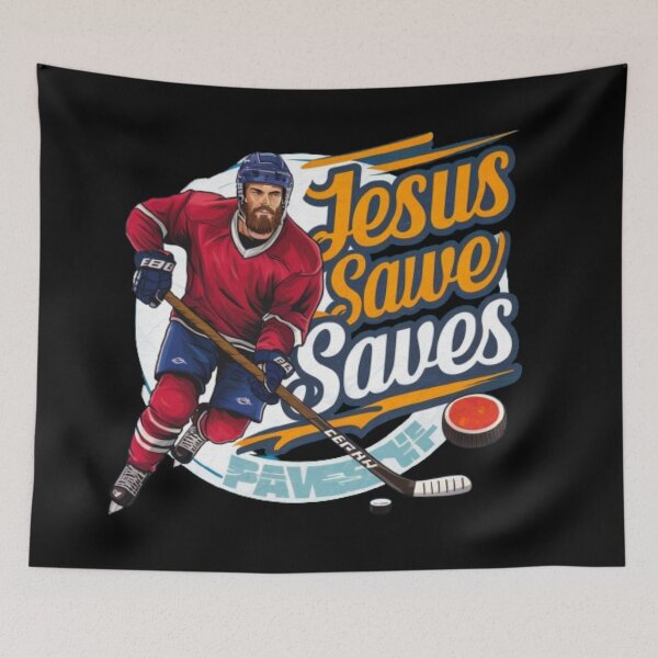 Item preview, FUNNY JESUS SAVES QOUTE HOCKEY  designed and sold by Obinne.