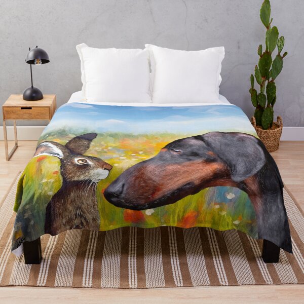 Item preview, Dachshund: Hare and Hound ‘Hello’ designed and sold by ArtandBeauty-UK.