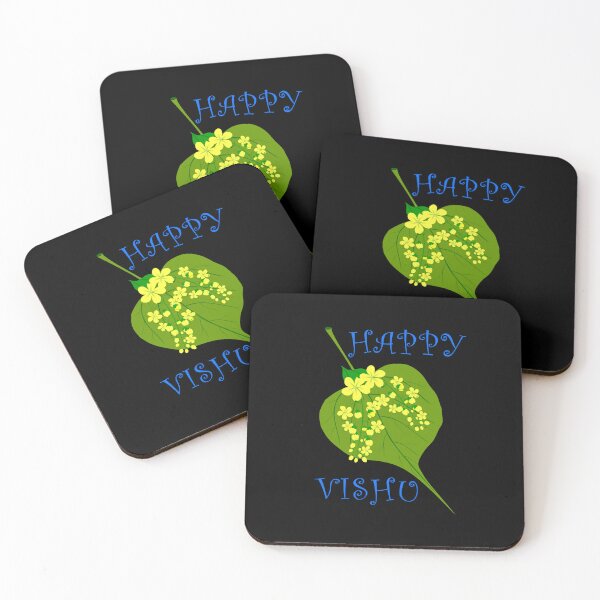 Item preview, Happy Vishu with Krishna Leaf and Cassia Fistula Design designed and sold by DesignDrawn.