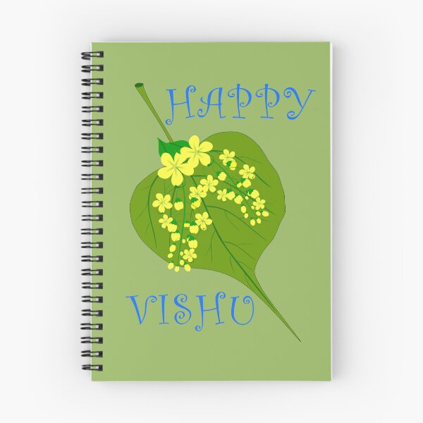 Item preview, Happy Vishu with Krishna Leaf and Cassia Fistula Design designed and sold by DesignDrawn.