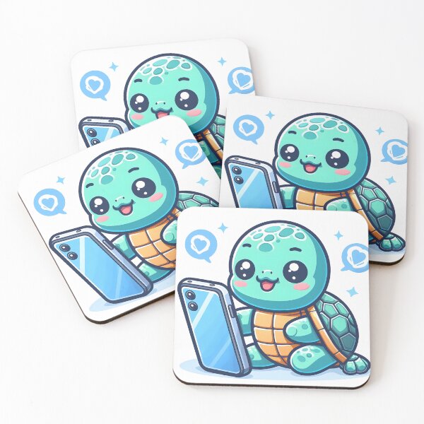 Item preview, Kawaii Turtle With Smartphone designed and sold by CanvasCutie.