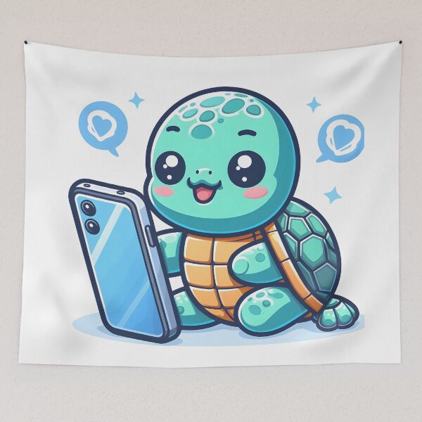 Item preview, Kawaii Turtle With Smartphone designed and sold by CanvasCutie.