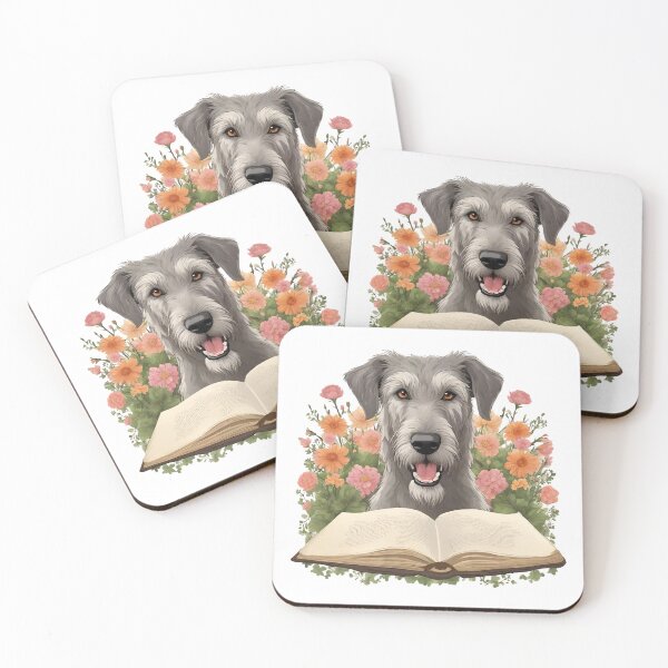 Item preview, Floristic flowers Dog Irish Wolfhound Dog and Books designed and sold by GoodyPaws.