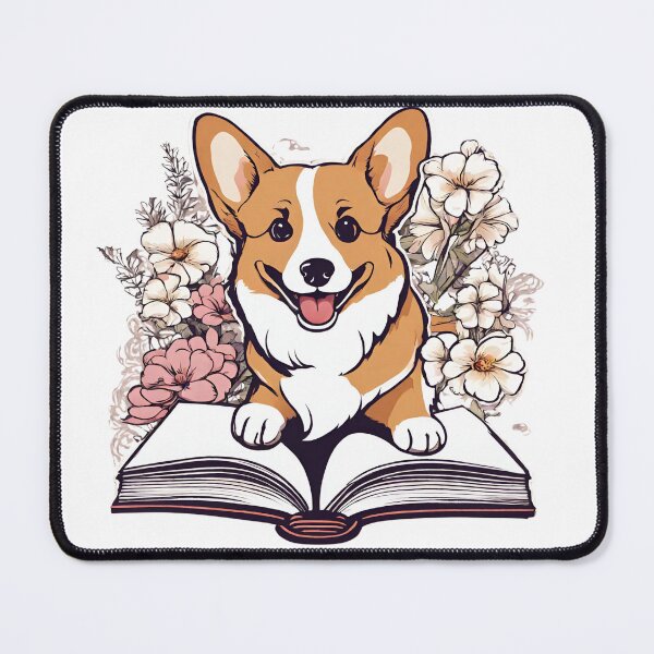Item preview, Floristic flowers Dog Pembroke Welsh Corgi Dog and Books designed and sold by GoodyPaws.