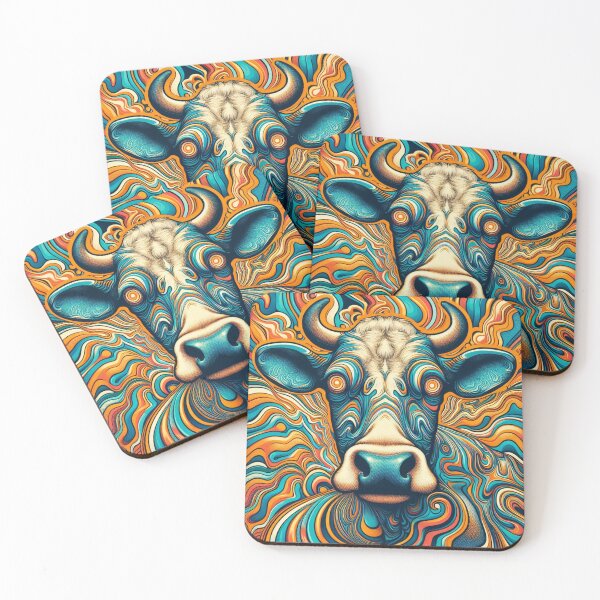 Item preview, trippy cow art designed and sold by scabsecrete.