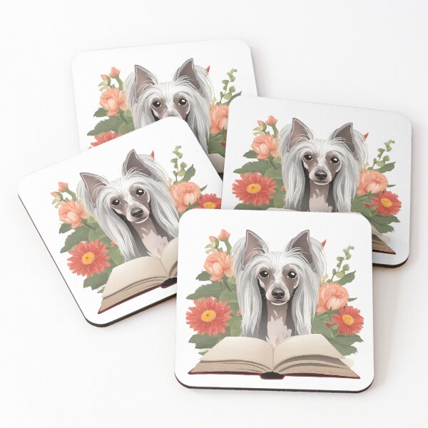 Item preview, Floristic flowers Dog Chinese Crested Dog and Books designed and sold by GoodyPaws.