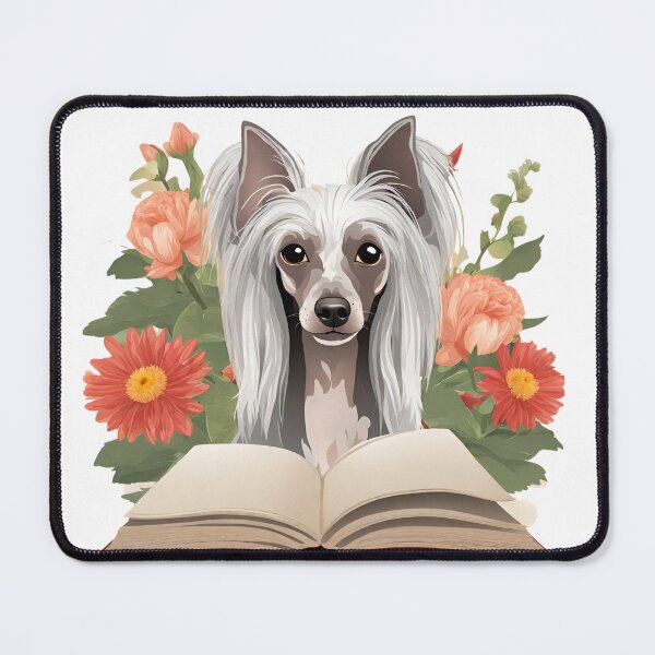 Item preview, Floristic flowers Dog Chinese Crested Dog and Books designed and sold by GoodyPaws.
