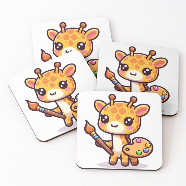 Item preview, Kawaii Giraffe With An Artist'S Palette designed and sold by CanvasCutie.