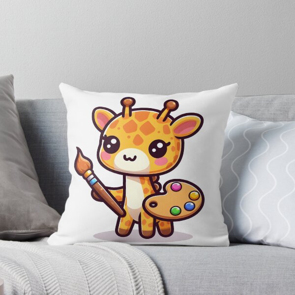 Item preview, Kawaii Giraffe With An Artist'S Palette designed and sold by CanvasCutie.