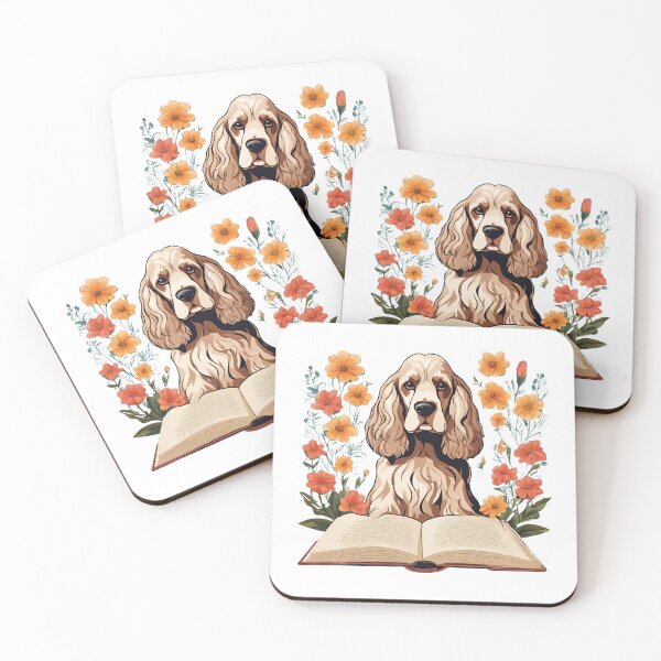 Item preview, Floristic flowers Dog American Cocker Spaniel Dog and Books designed and sold by GoodyPaws.