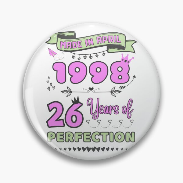 Item preview, Made in april 1998 26 Years of Perfection, 26th Birthday Sticker, Officially 26, Women Birthday Stickers, Personalized 26th Birthday Gift designed and sold by amchtakkosa1.