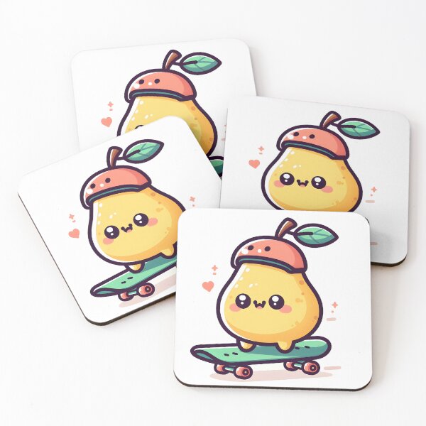 Item preview, Kawaii Pear With A Helmet Riding A Skateboard designed and sold by CanvasCutie.