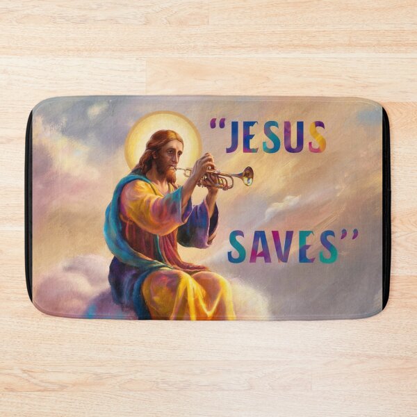 Item preview, "JESUS SAVES ". JESUS PLAYING TRUMPET  designed and sold by Obinne.