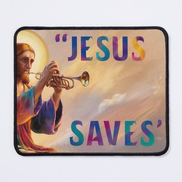 Item preview, "JESUS SAVES ". JESUS PLAYING TRUMPET designed and sold by Obinne.