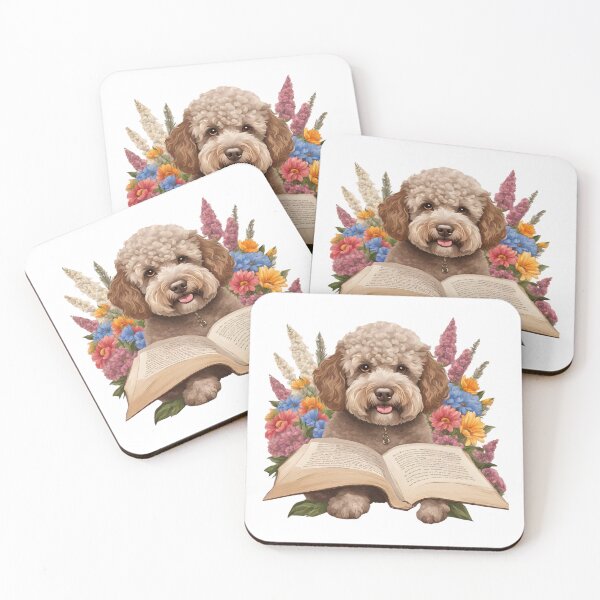 Item preview, Floristic flowers Dog Lagotto Romagnolo and Books designed and sold by GoodyPaws.