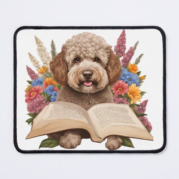 Item preview, Floristic flowers Dog Lagotto Romagnolo and Books designed and sold by GoodyPaws.