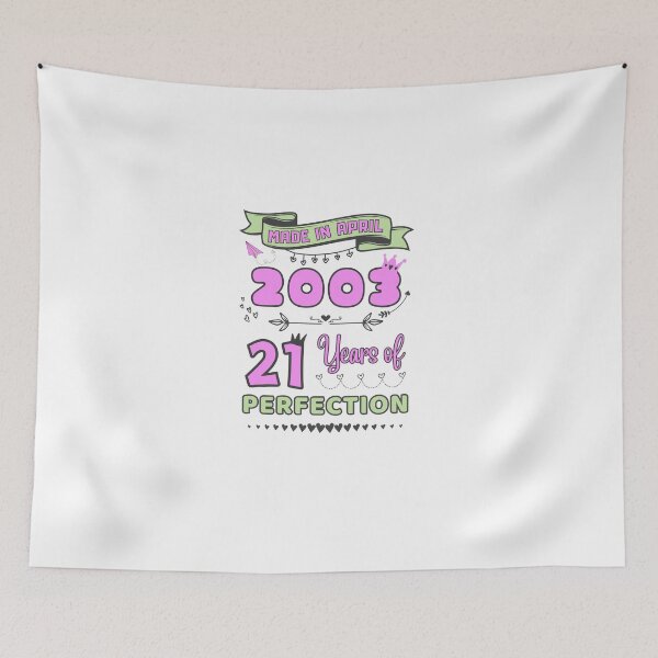 Item preview, Made in april 2003 21 Years of Perfection, 21st Birthday t-shirt, Officially 21, Women and girls Birthday Tshirt, Personalized 21st Birthday Gift designed and sold by amchtakkosa1.