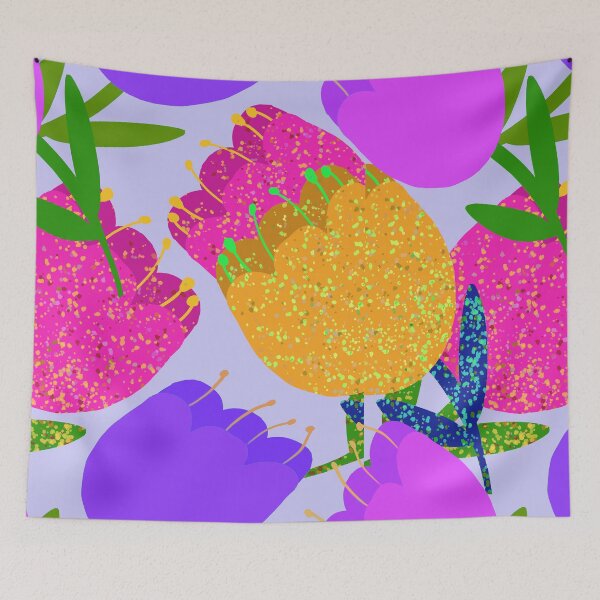 Item preview, Colorful Sparking Hand Drawn Tulips - Repeating Floral Pattern designed and sold by Victoria Rose.