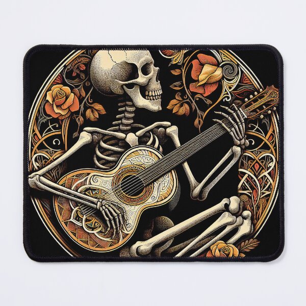 Item preview, Floral Scene with a Skeleton Playing Guitar designed and sold by FikirSanat.